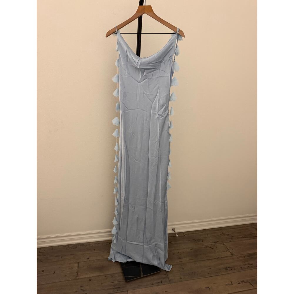 New few moda O.P.T Ingrid light blue silk blend dress $347 sz S - Picture 6 of 7